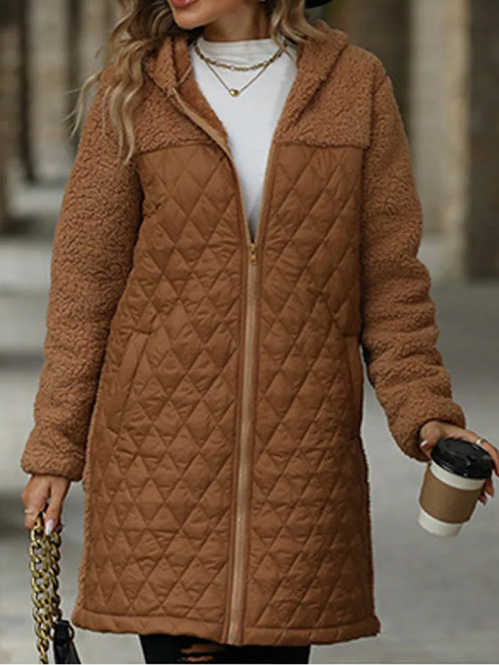 Manteau en peluche avec capuche pour femmes