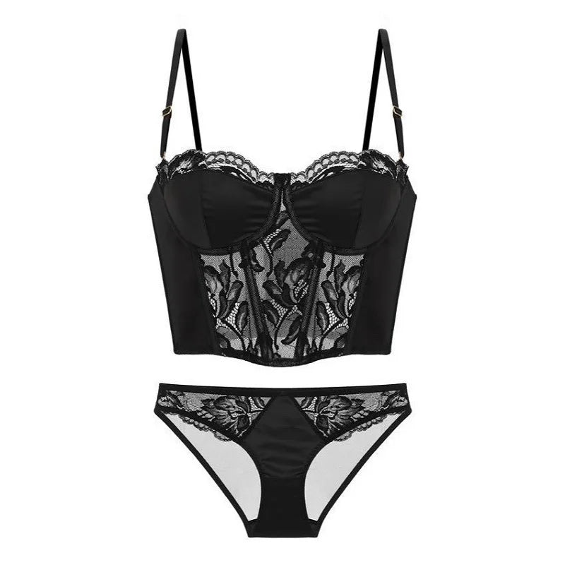 Ensemble de soutien-gorge Push Up en dentelle et culotte assortie pour femmes