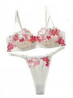 Ensemble de lingerie vintage brodée florale pour femmes