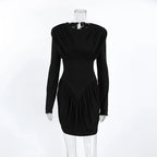 Robe mini moulante plissée taille haute pour femmes