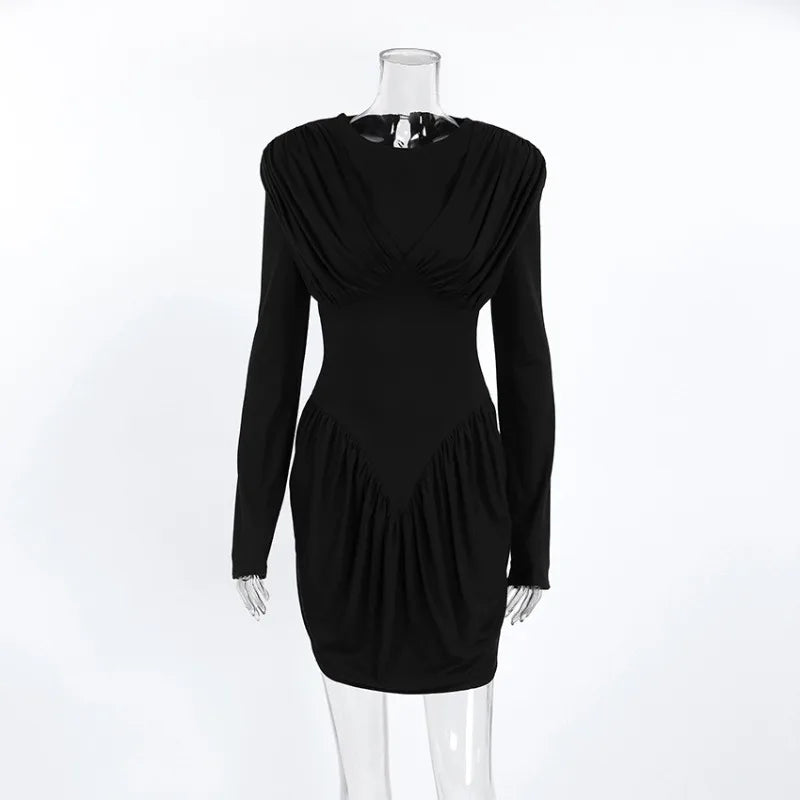 Robe mini moulante plissée taille haute pour femmes