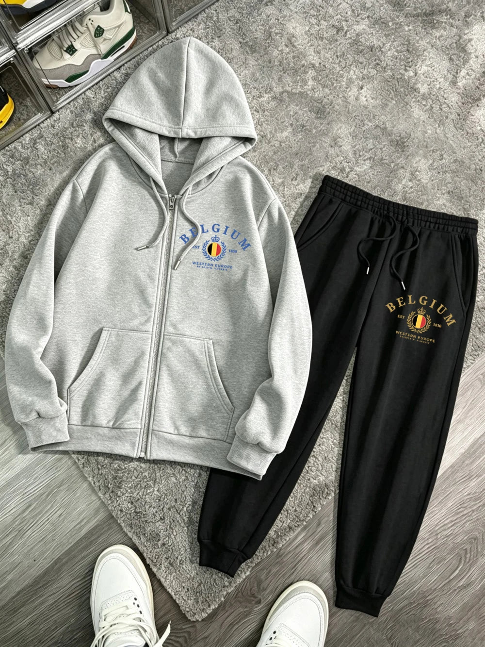 Ensemble 2 pièces sweat à capuche zippé et pantalon de jogging pour femmes