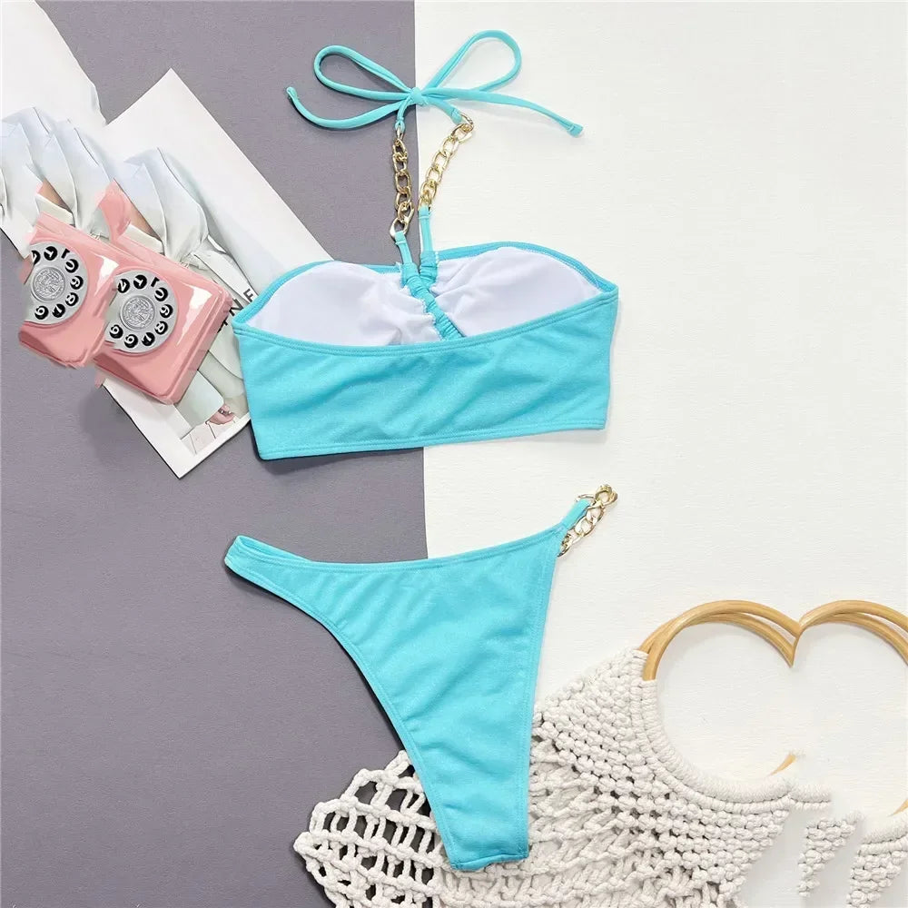 Ensembles maillot de bain deux pièces avec culotte taille haute pour femmes