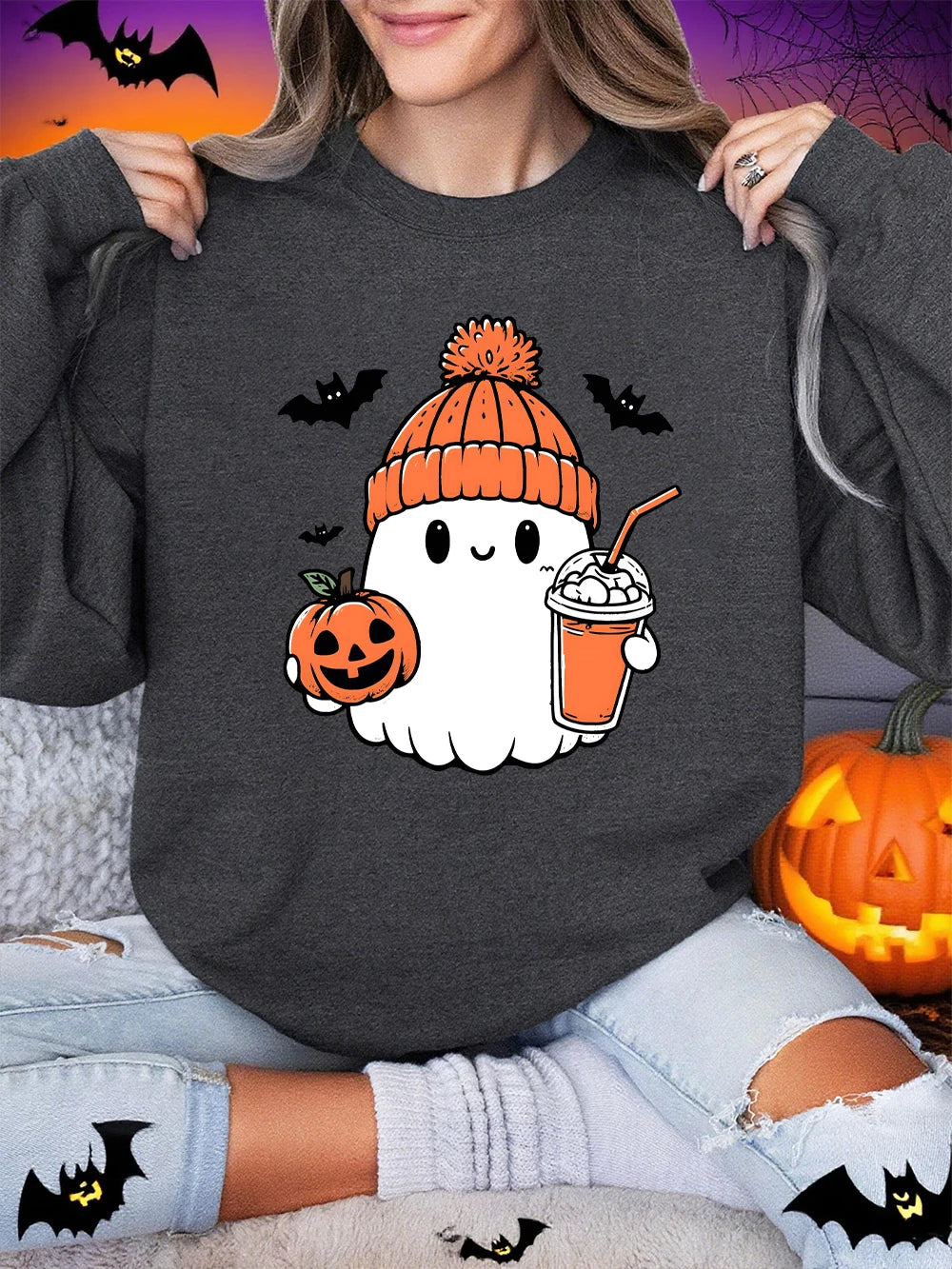 Sweat-shirt à capuche chaud et col ras du cou pour femmes