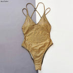 Body moulant doré à sequins pour femmes