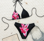 Maillot de bain deux pièces brésilien imprimé à pois noirs et blancs pour femmes