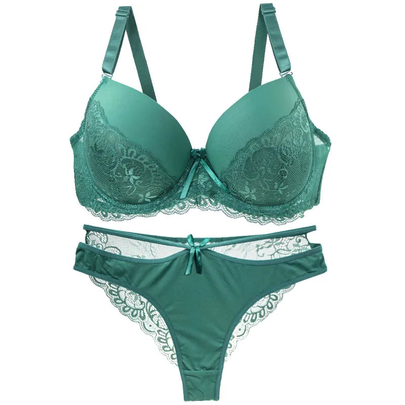Ensemble de soutien-gorge et culotte avec nœud en dentelle pour femmes