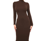 Robe à manches longues et col roulé pour femmes