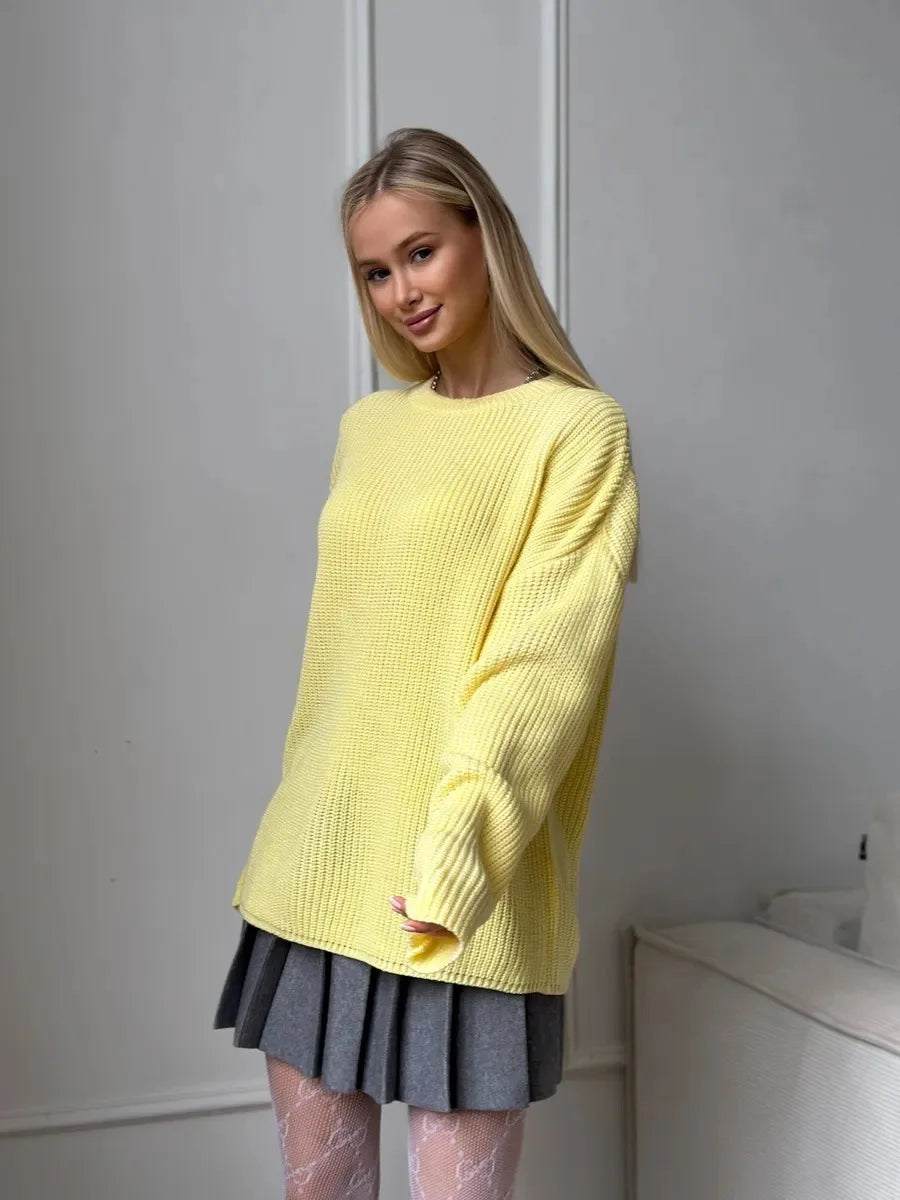 Pull basique tricoté col rond pour femmes
