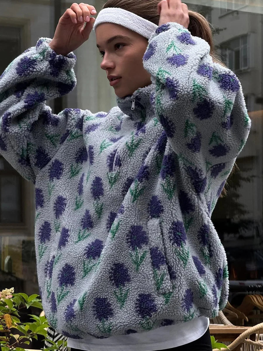 Sweat à capuche ample et col haut pour femmes