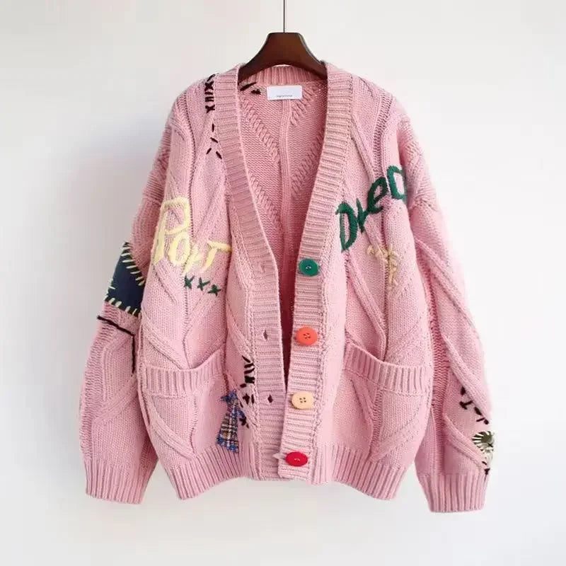 Cardigan brodé à manches pour femmes