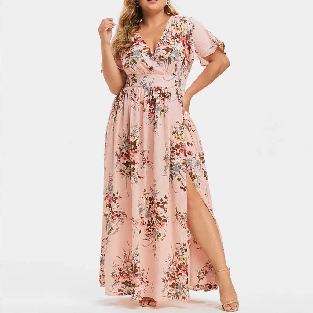 Robe fendue imprimée pour femmes
