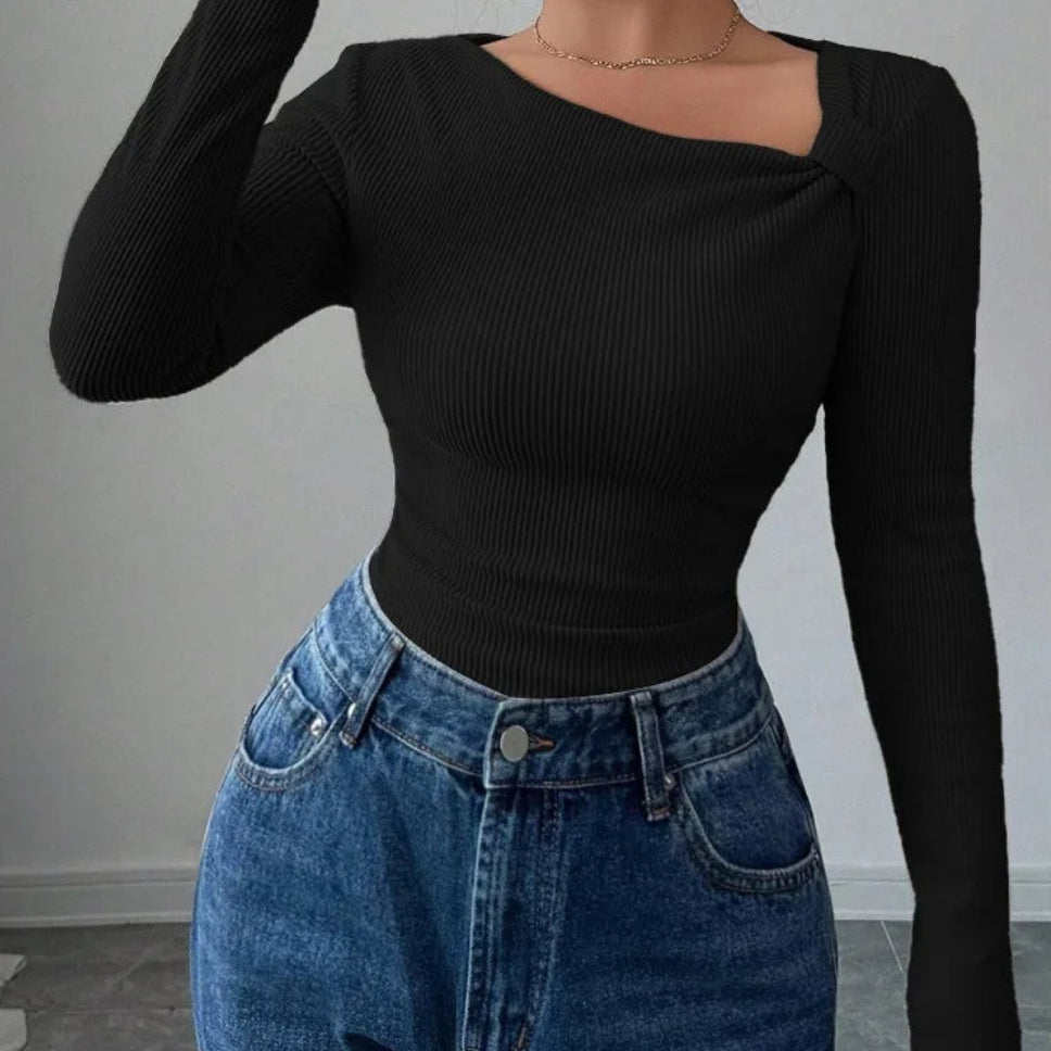 T-Shirt asymétrique plissé pour femme