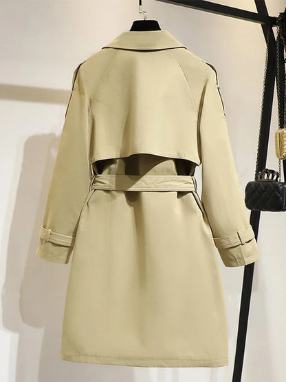Manteau long femme croisé élégant avec ceinture