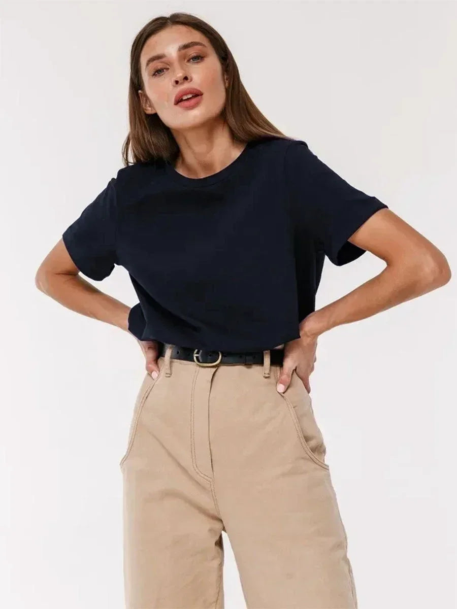 T-shirt d'été 100 % coton pour femmes
