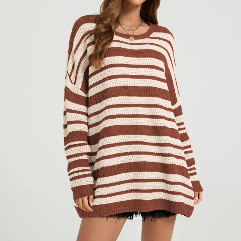 Pull Rayé Femme – Maille Tricotée