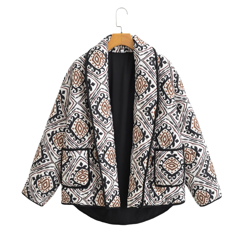 Cardigan ample en coton imprimé pour femmes