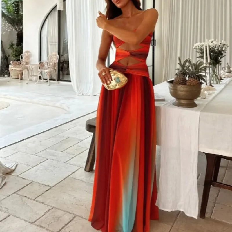 Robe longue de plage bleue pour femmes