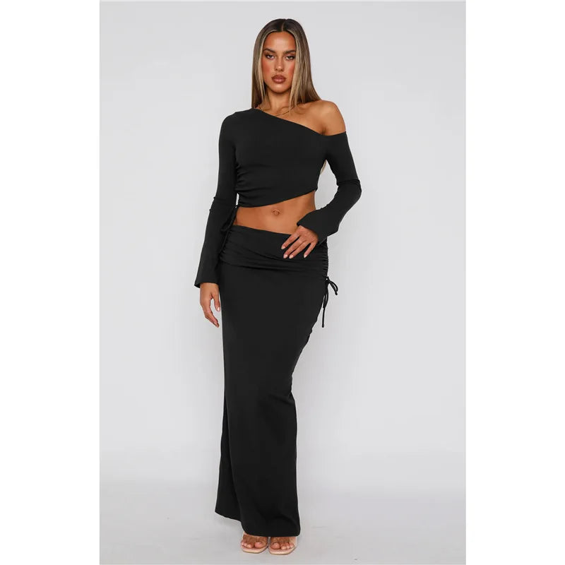 Ensemble robe longue et haut à manches longues pour femmes