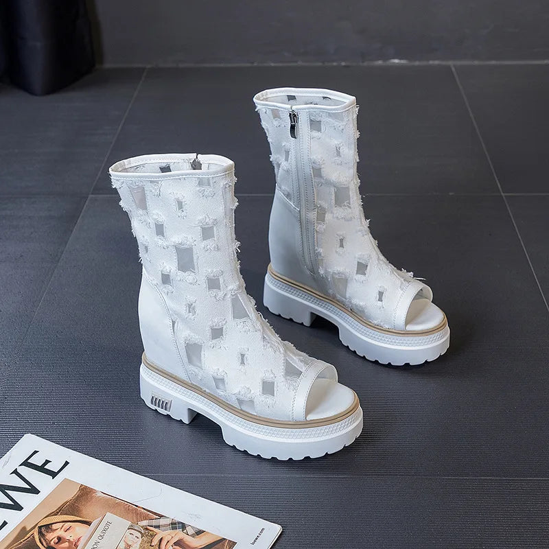 Bottes hautes à plateforme pour femmes