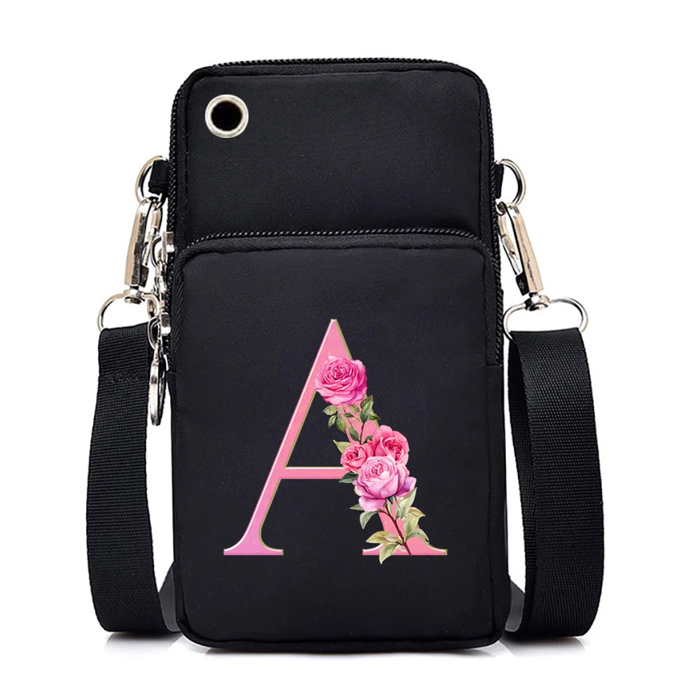 Sac à bandoulière série lettres Sakura rose pour téléphone portable pour femmes