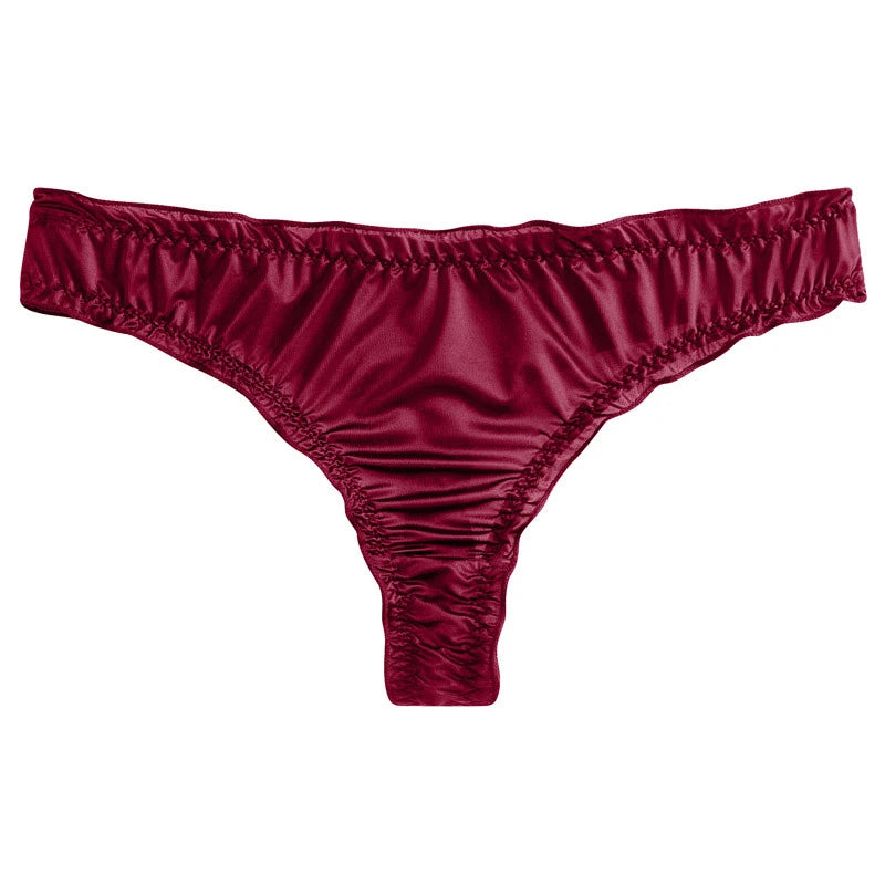 String tanga ultra fin en soie glacée pour femmes