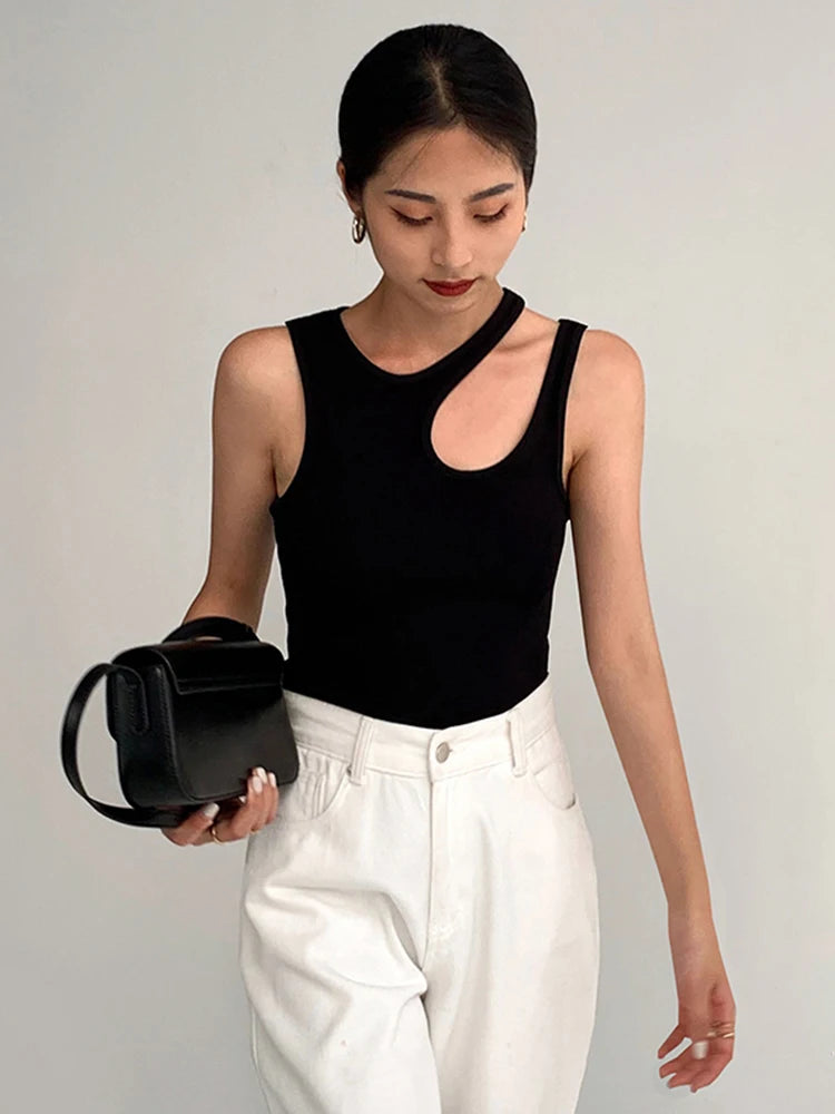 T-shirt col rond sans manches pour femmes