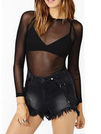 Chemise transparent à manches longues pour femmes