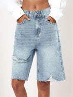 short en jean taille haute pour femmes