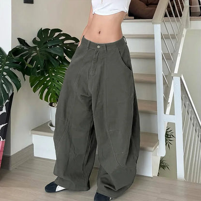 Jean cargo femme baggy taille basse