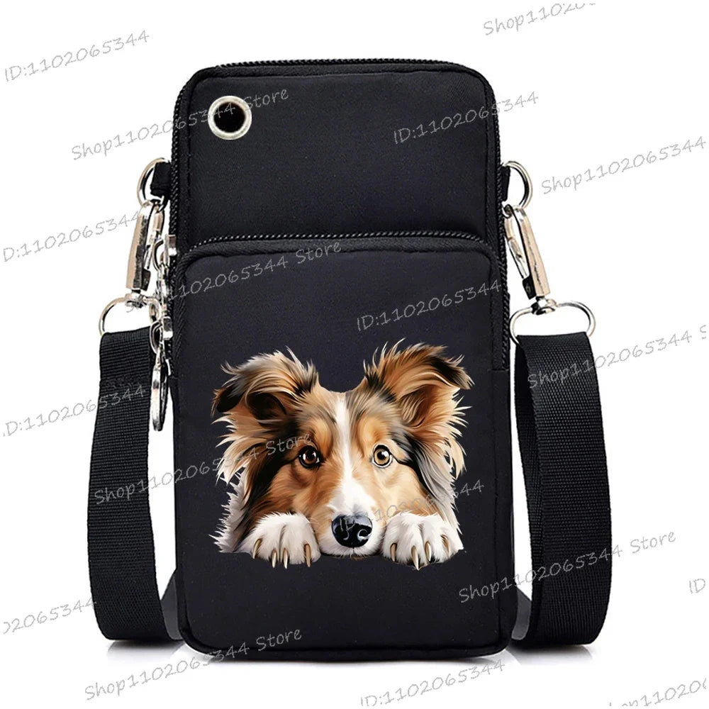 Sac à main pour téléphone portable imprimé chien 3D pour femmes