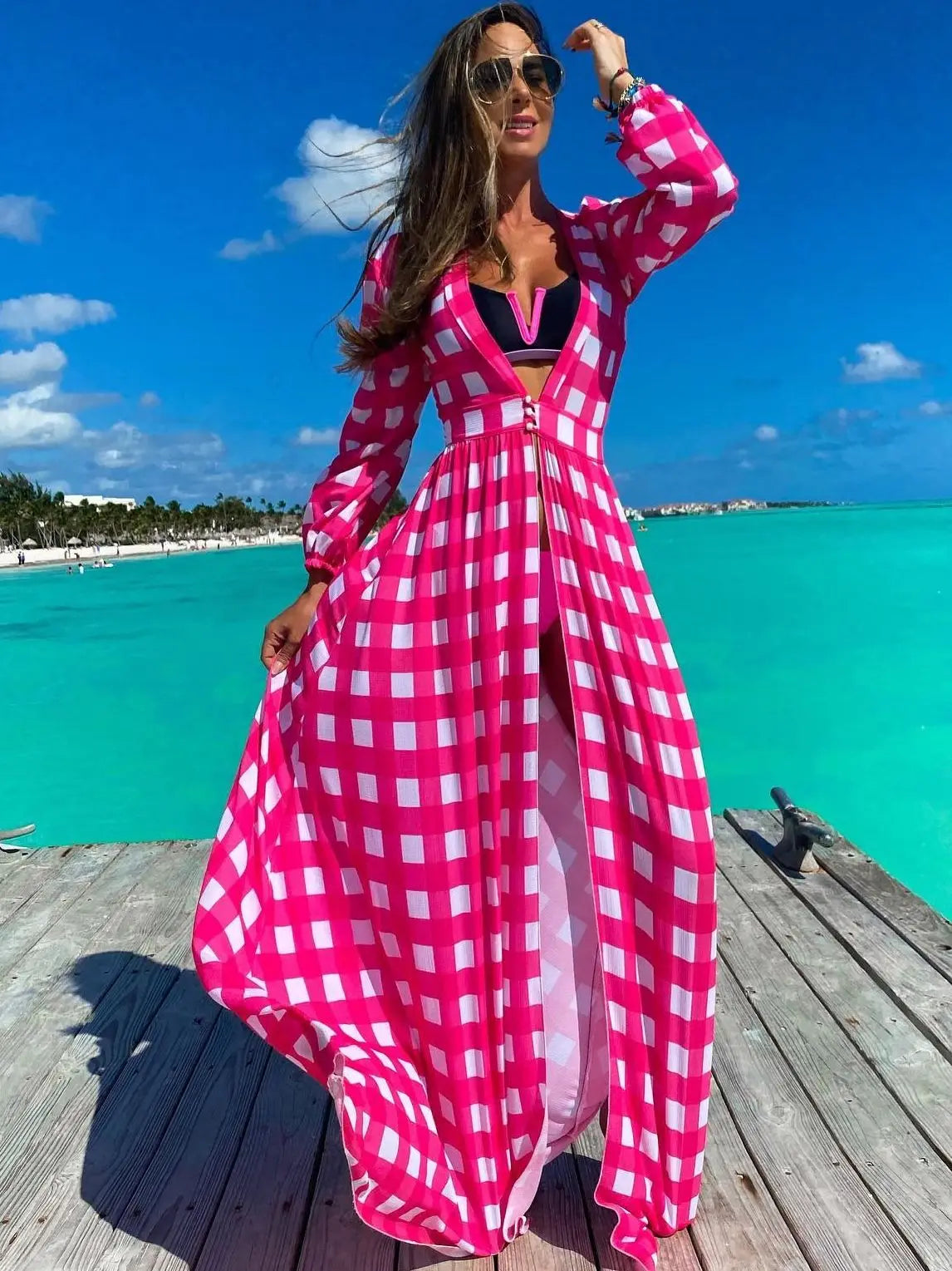 Robe de plage imprimée pour femmes