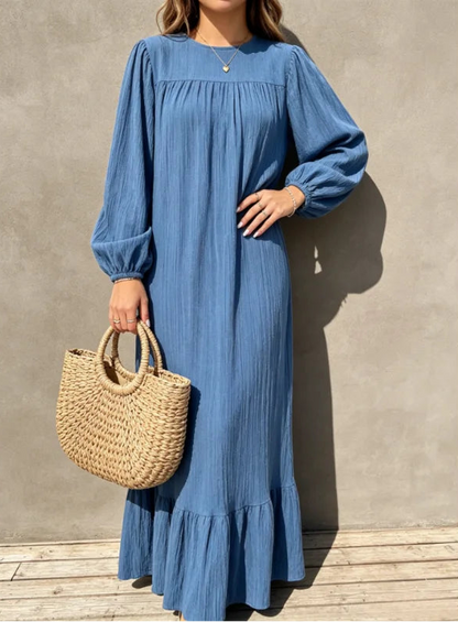 Robe Longue Fluide Femme – Effet Froissé Élégant