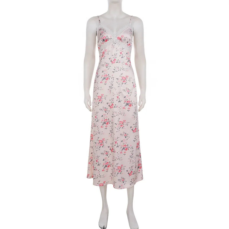 Robe longue dos nu à imprimé floral pour femmes