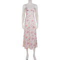 Robe longue dos nu à imprimé floral pour femmes