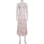 Robe longue dos nu à imprimé floral pour femmes