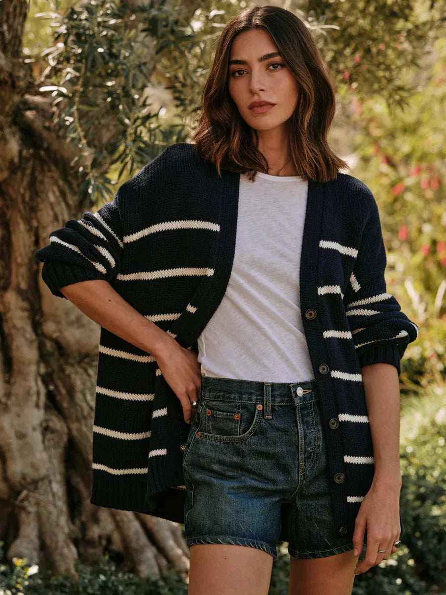 Gilet rayé en maille pour femmes
