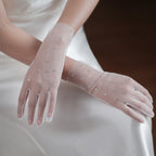 Gants blancs en cristal de tulle doux pour femmes