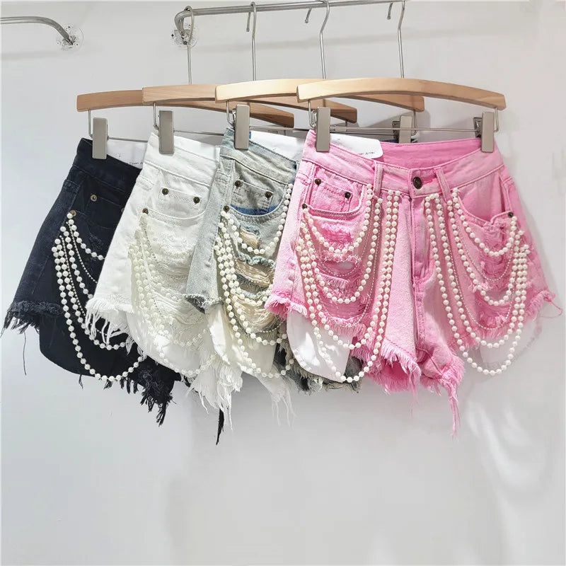 Short en jean taille haute pour femmes