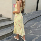 Robe longue moulante à imprimé floral pour femmes