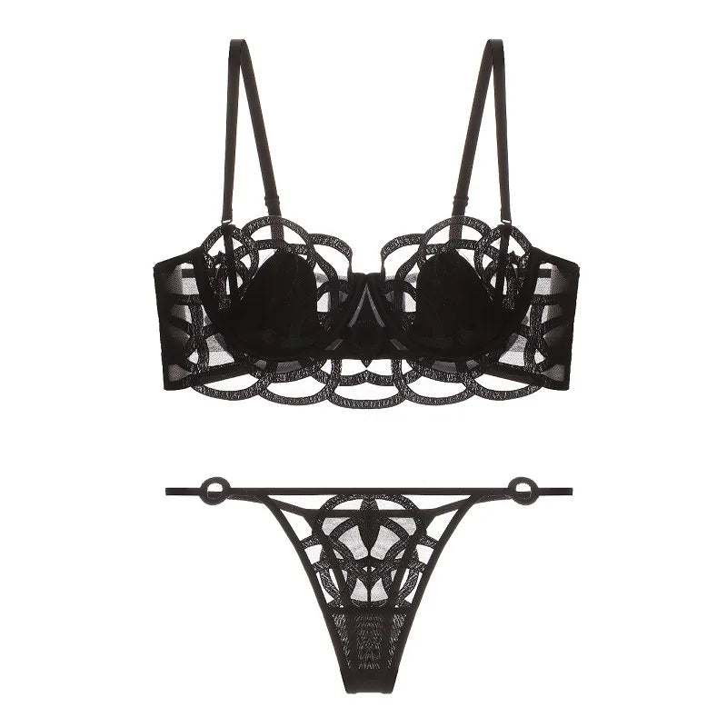 Ensemble de lingerie 3 pièces soutien-gorge + jarretières + string pour femmes