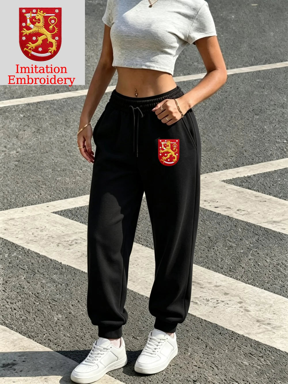 Pantalon de jogging imprimé emblème de la Finlande pour femmes
