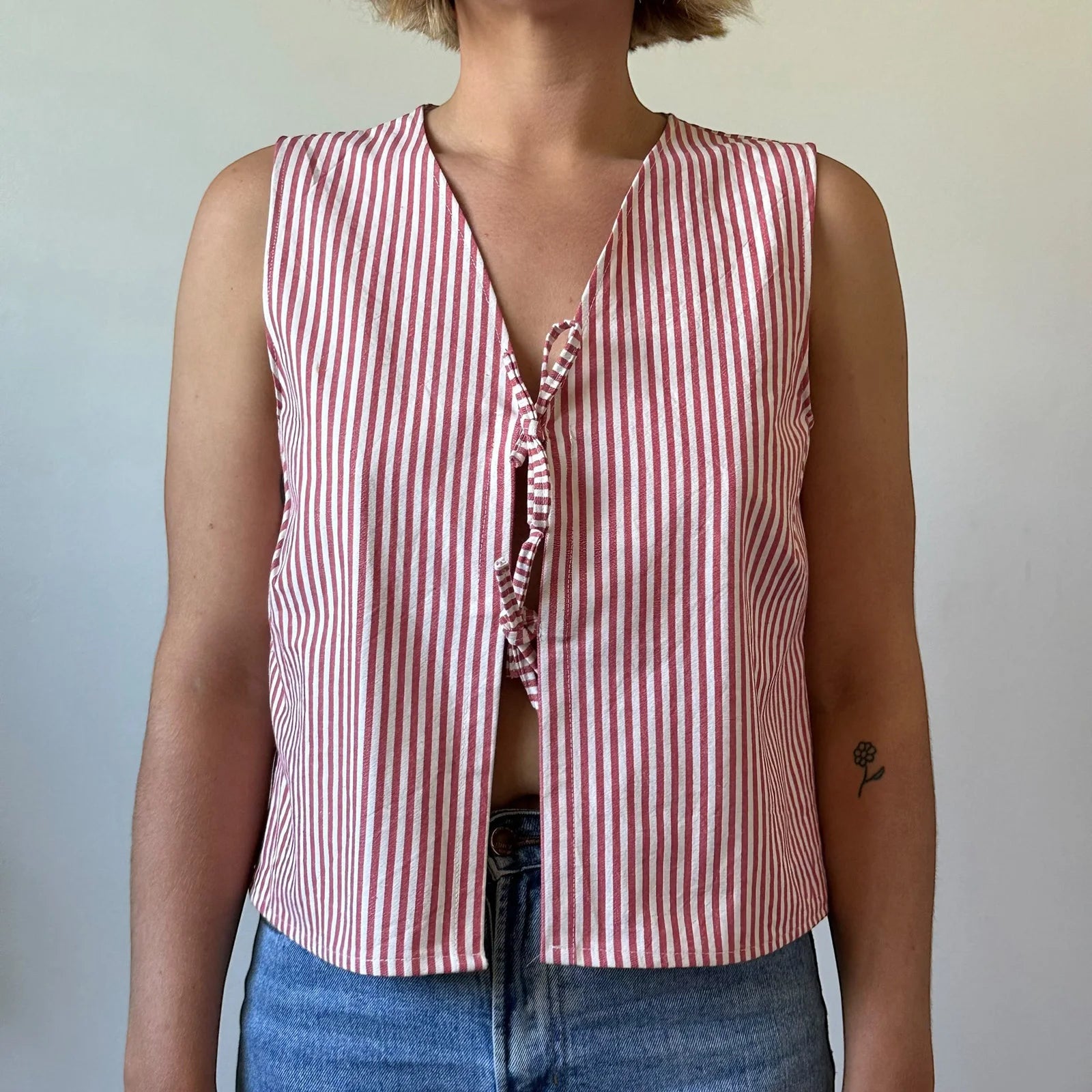 Débardeur à nouer devant style cottage français pour femmes