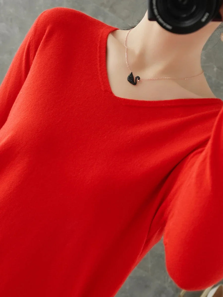 Pull en Maille Col V Femme – Style Confortable