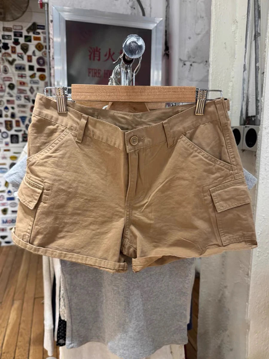 Short Cargo vintage à poches solides pour femmes