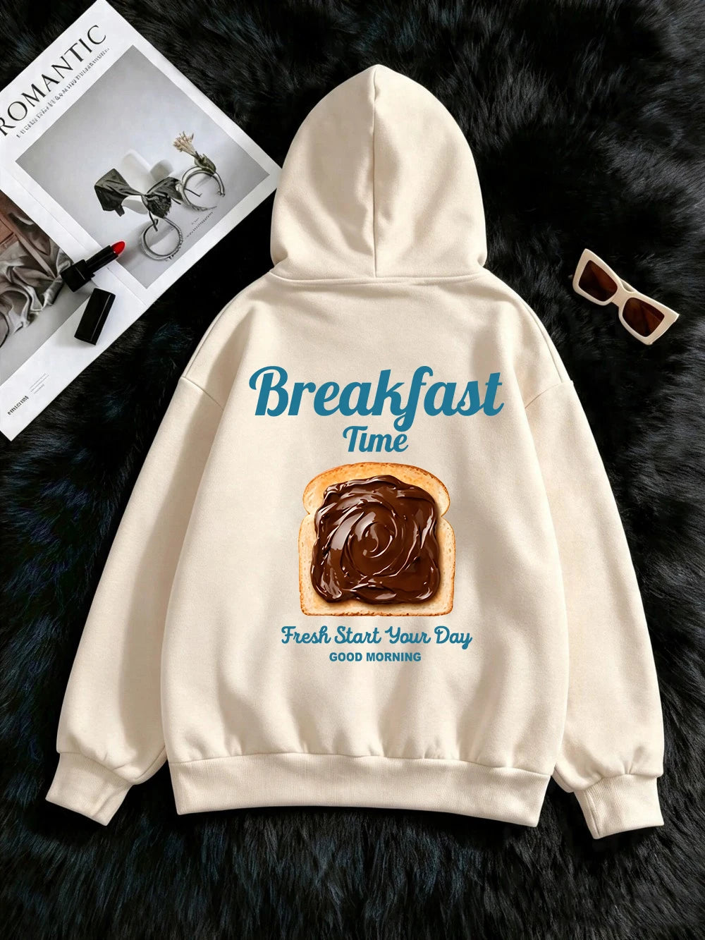 Sweat-shirt à capuche imprimé « Chocolate Toast Breakfast » pour femmes