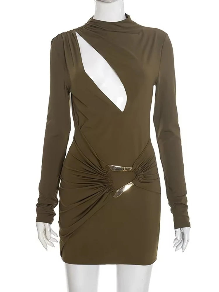 Mini robe évider froncé moulante pour femmes