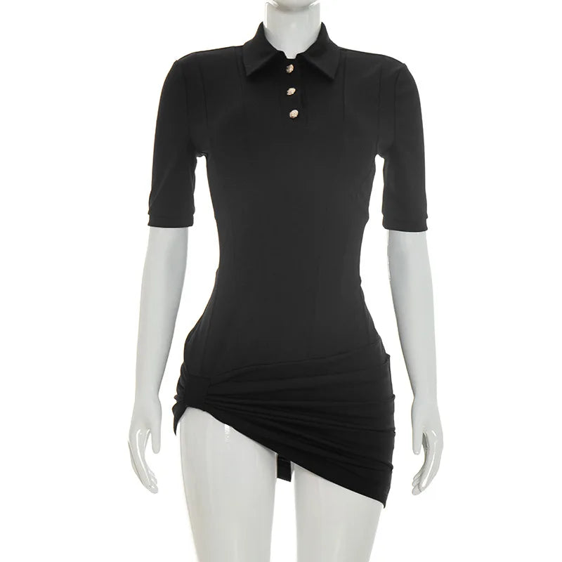 Mini-Robe Moulante Femme – Col Polo