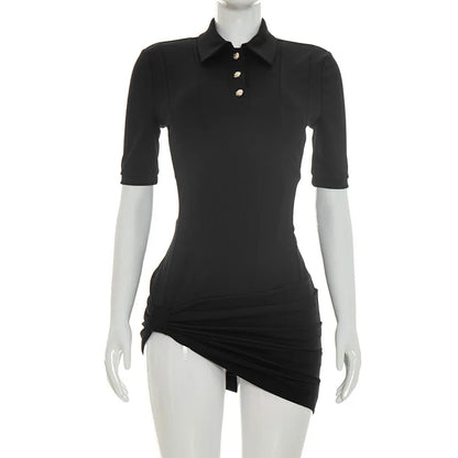 Mini-Robe Moulante Femme – Col Polo