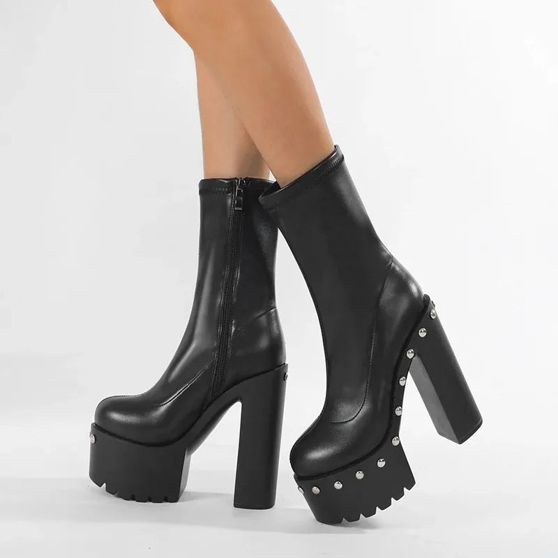 Bottines à plateforme et talons de 14cm pour femmes